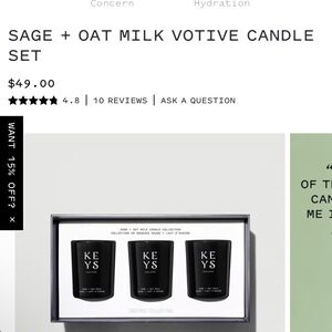 Keys Sage + Oat Milk Votive Candle Set - Black
